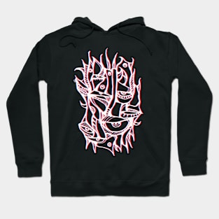 Abstract lines surreal magic eyes 3D red Hoodie